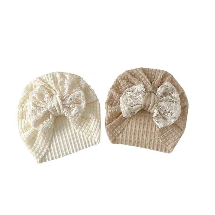 Bonnet Turban Bebe Nœud en Dentelle 1 - Mon Petit Chapeau