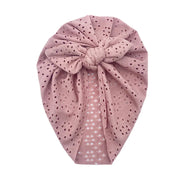 Turban Bebe en Dentelle Rose poudrée - Mon Petit Chapeau