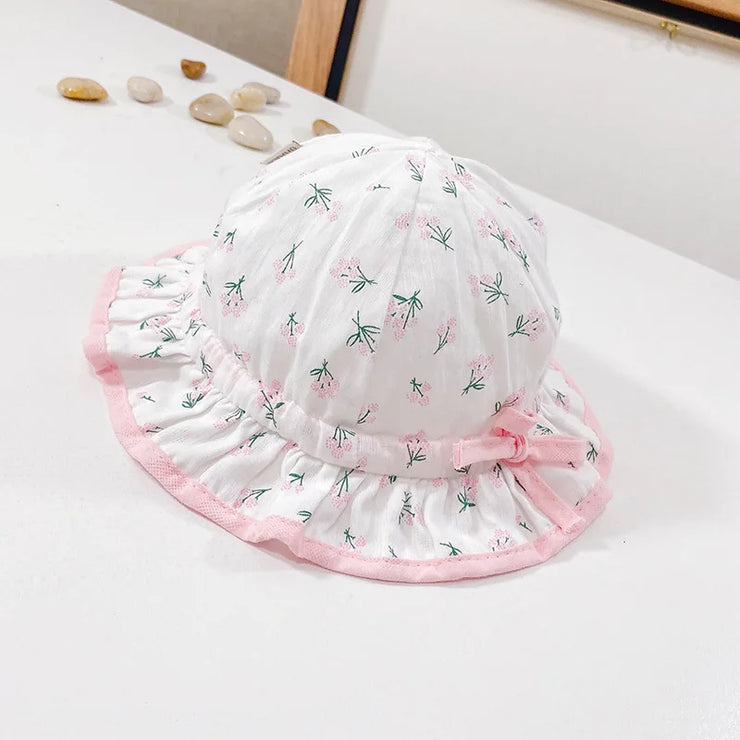 Chapeau Bébé Fille Coton Floral Rose - Mon Petit Chapeau