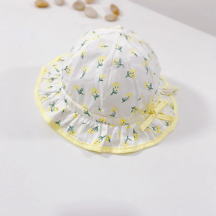 Chapeau Bébé Fille Coton Floral Jaune - Mon Petit Chapeau