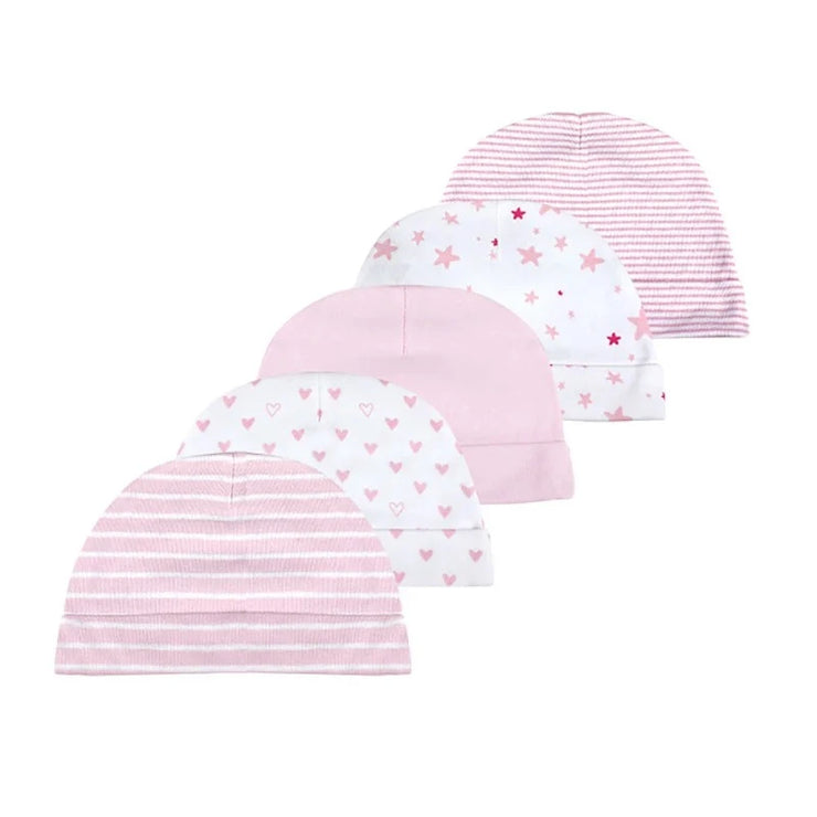 Bonnet Bébé Fille Rose et Blanc - Lot de 5 - Mon Petit Chapeau