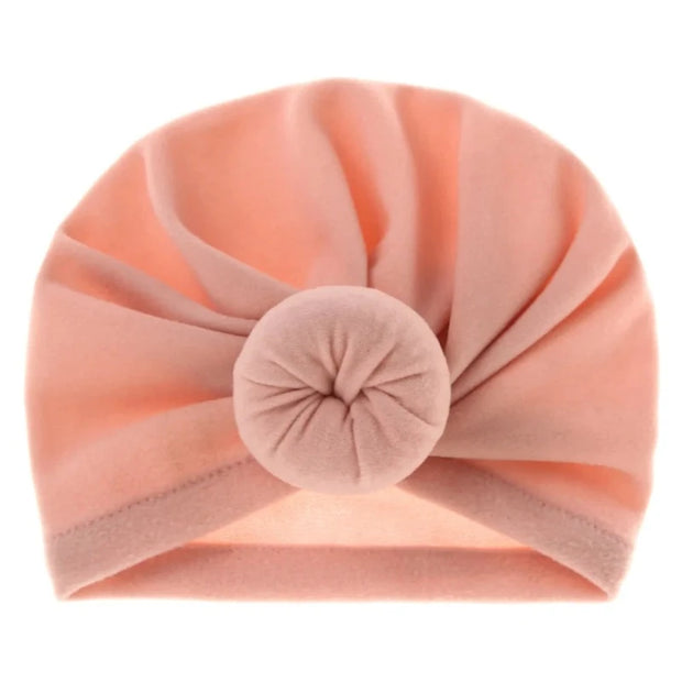 Bonnet Turban Bebe Uni Bun Rose - Mon Petit Chapeau