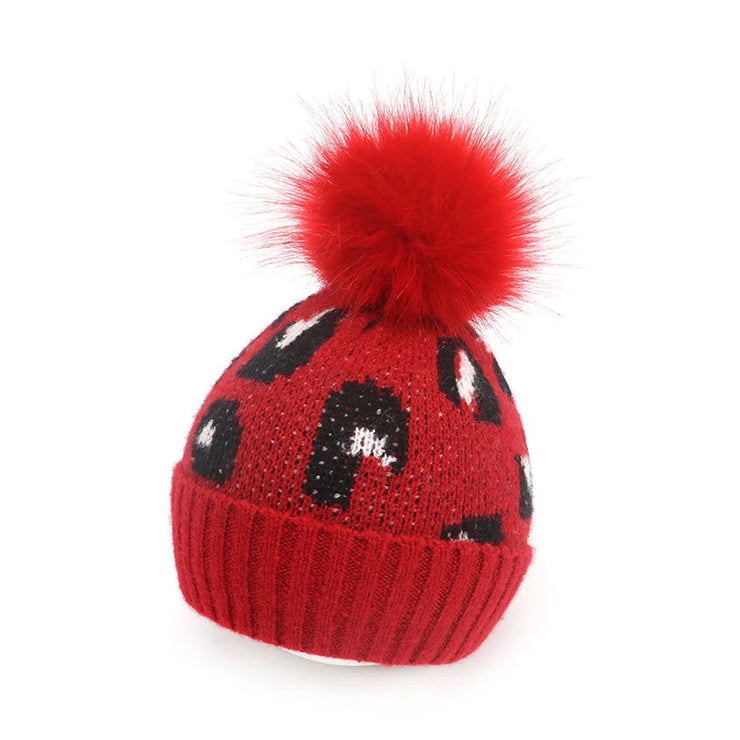 Bonnet Bebe à Pompon Léopard Rouge - Mon Petit Chapeau