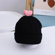 Bonnet Bébé Fille Pompon en Cœur Noir - Mon Petit Chapeau