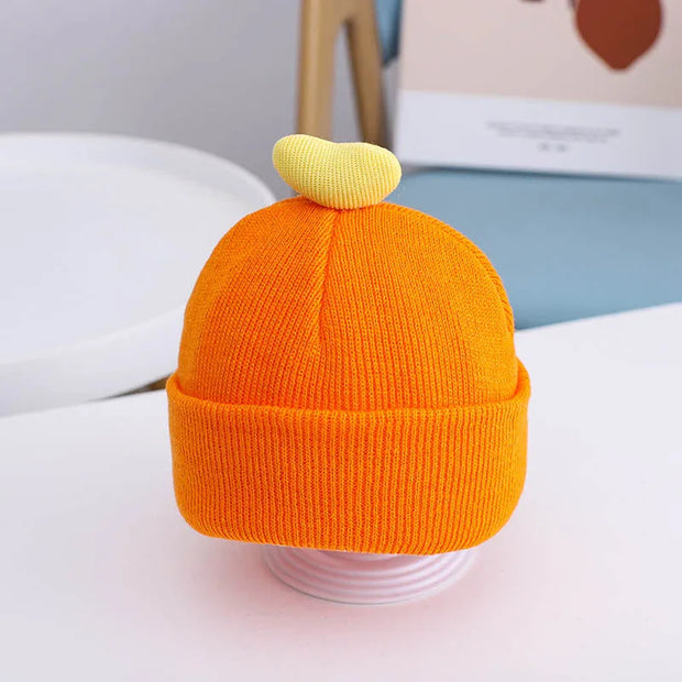 Bonnet Bébé Fille Pompon en Cœur Orange - Mon Petit Chapeau