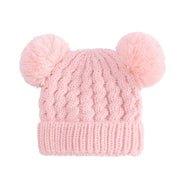 Bonnet Bebe Tricot 2 Pompons Rose - Mon Petit Chapeau