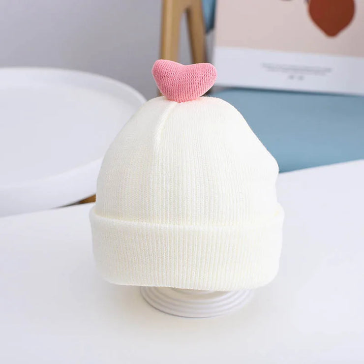 Bonnet Bébé Fille Pompon en Cœur Blanc - Mon Petit Chapeau