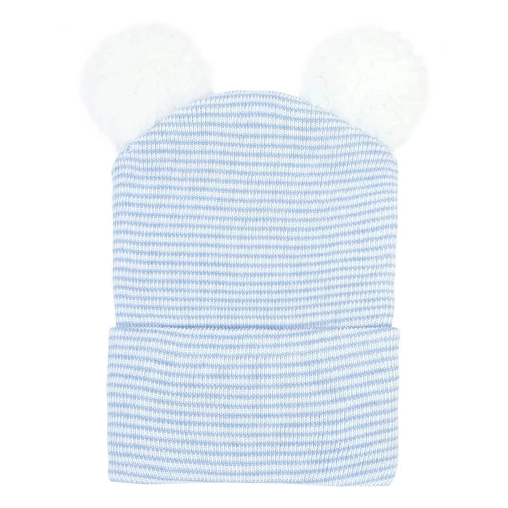 Bonnet Naissance Bleu à Pompon - Mon Petit Chapeau