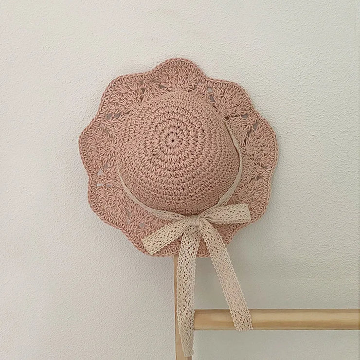 Chapeau Bébé Fille en Paille Élégant Rose - Mon Petit Chapeau